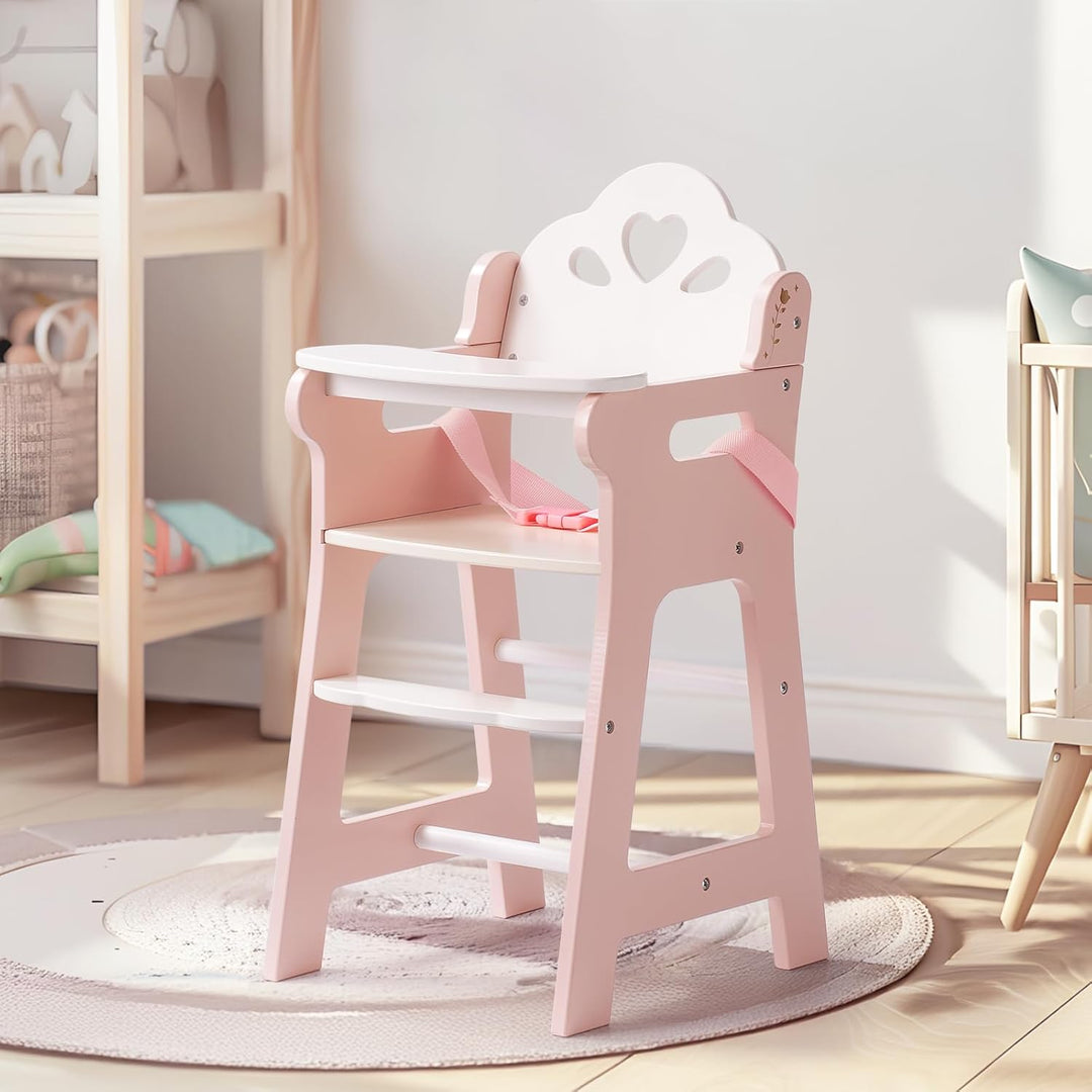 ROBUD Silla alta de muñeca de bebé, silla alta de juego de simulaci...
