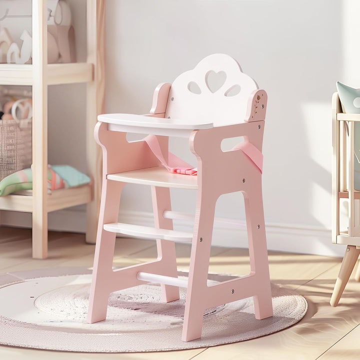 ROBUD Silla alta de muñeca de bebé, silla alta de juego de simulaci...