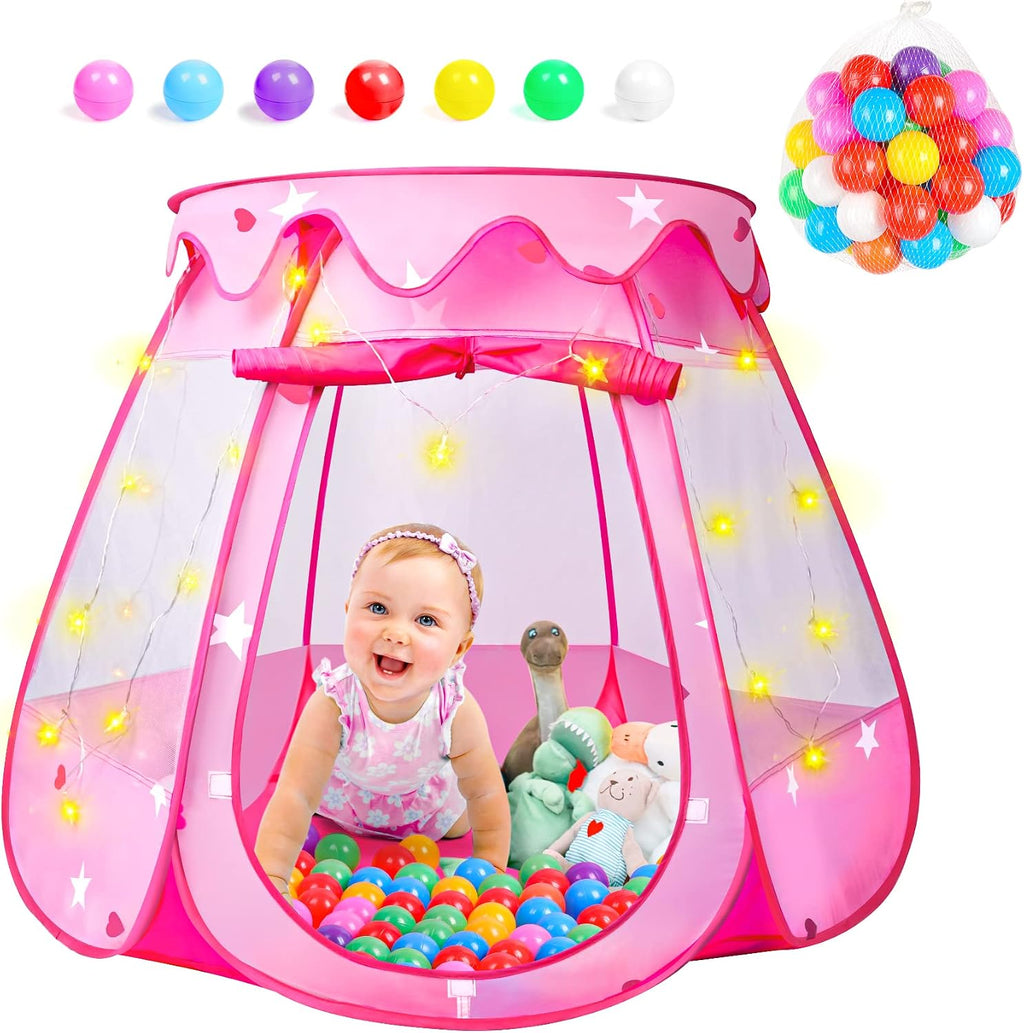 Pits de bolas con 50 bolas, tiendas de campaña emergentes para niños con luces de estrellas