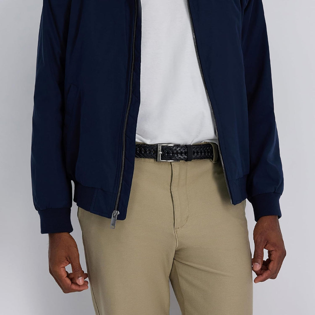 DOCKERS Cinturón de cuero trenzado para hombre, correa casual total...