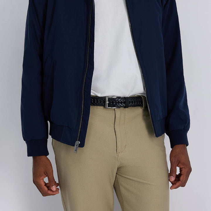 DOCKERS Cinturón de cuero trenzado para hombre, correa casual total...