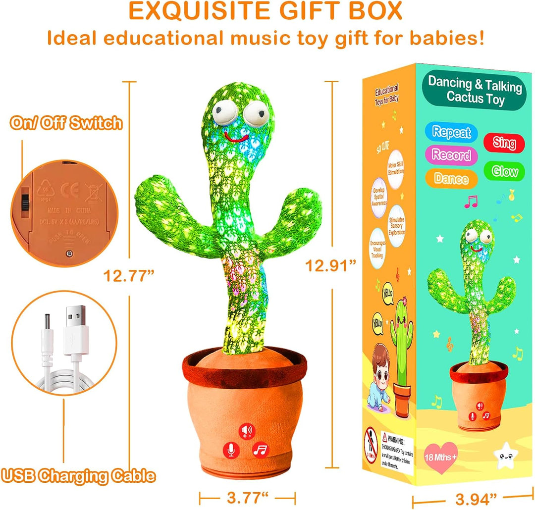 Juguete recargable de cactus parlante que baila que imita la espald...