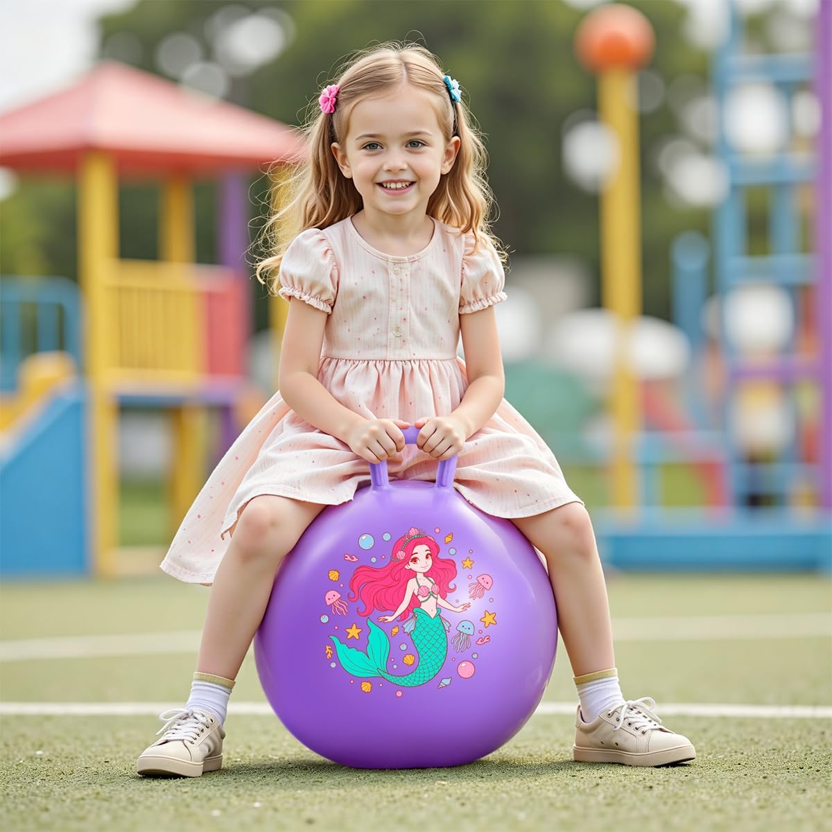 Hopper Ball para Niños de 3-8 años, 18in Pelota Rebotadora con Mango, Juguete de Sirena
