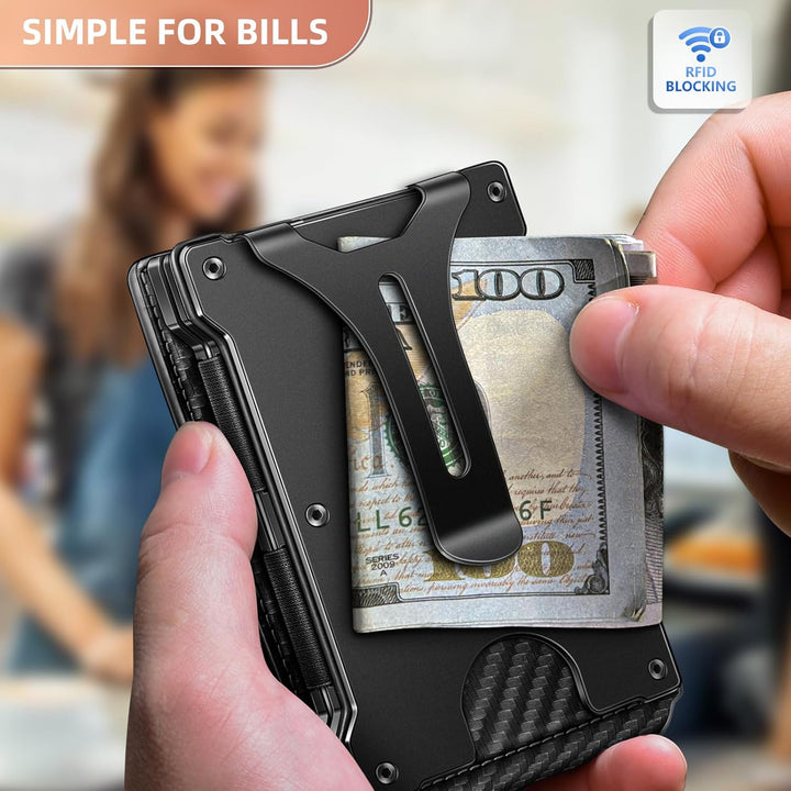 KEMISANT Billetera para hombre - Cartera delgada con clip para dine...