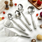 Juego de utensilios de cocina de acero inoxidable – Juego de utensilios de cocina de 12 piezas con soporte, juego de herramientas de cocina resistentes al calor para cocinar con volteadores