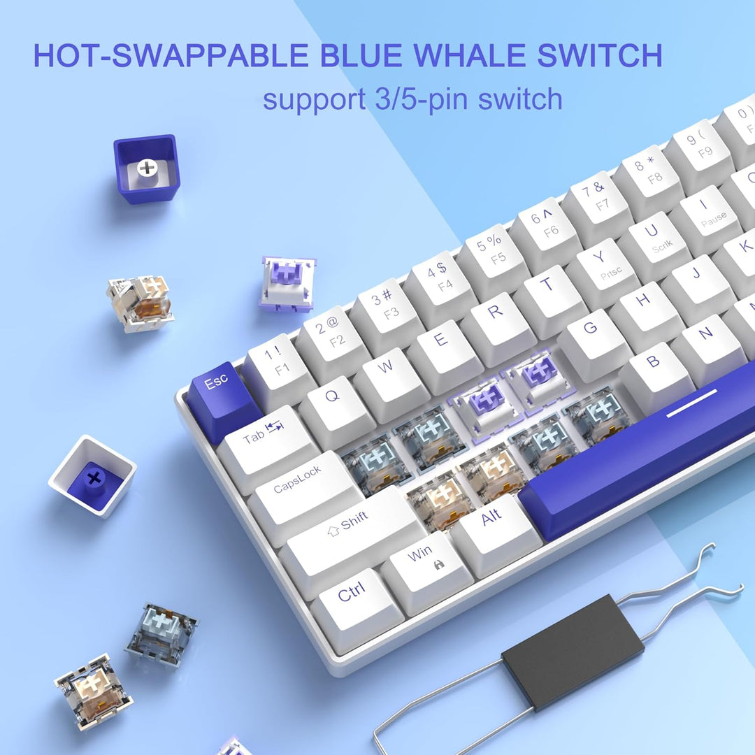 MageGee Teclado portátil 60% mecánico para juegos, retroiluminado R...