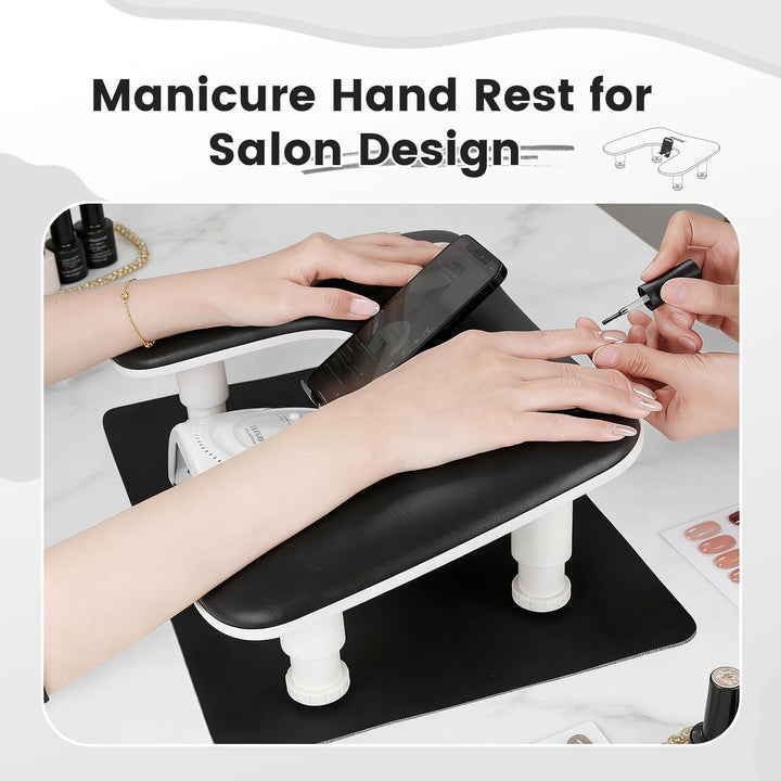 JODSONE Reposabrazos de manicura negro en forma de U para uñas con...