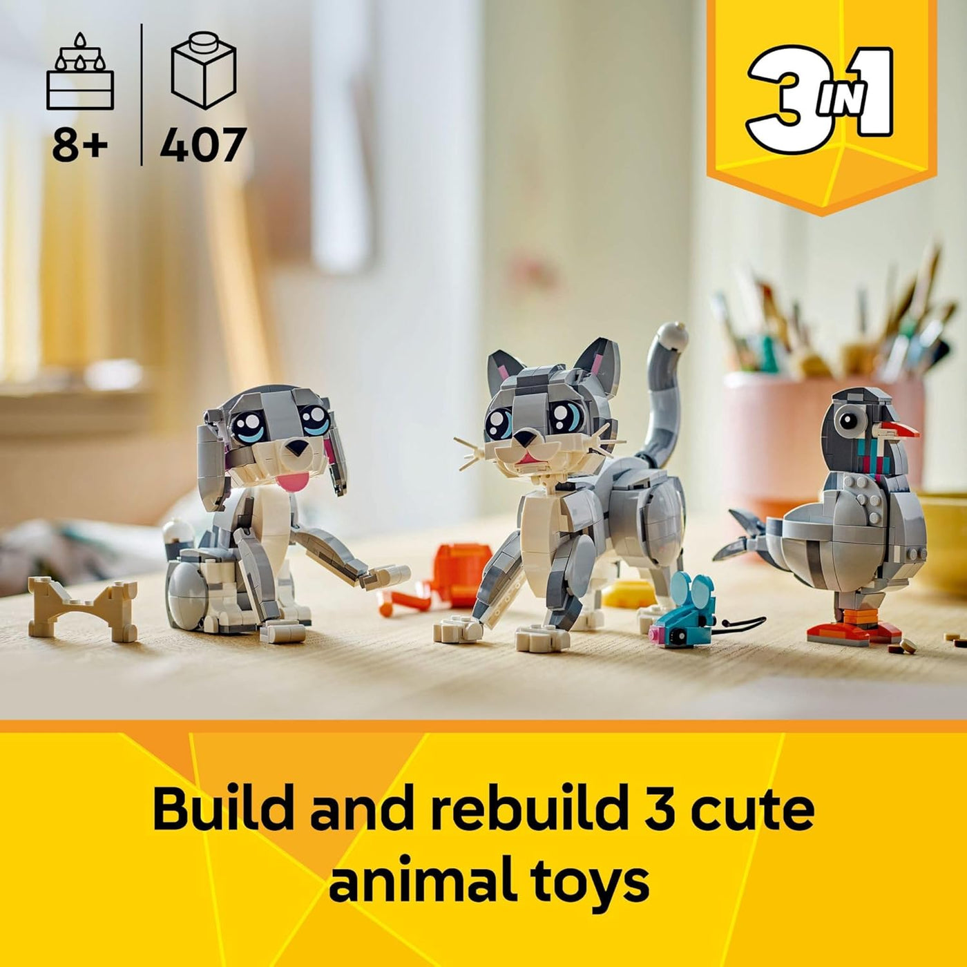 LEGO Creator 3 en 1 Juguete juguetón para gatos juguete de