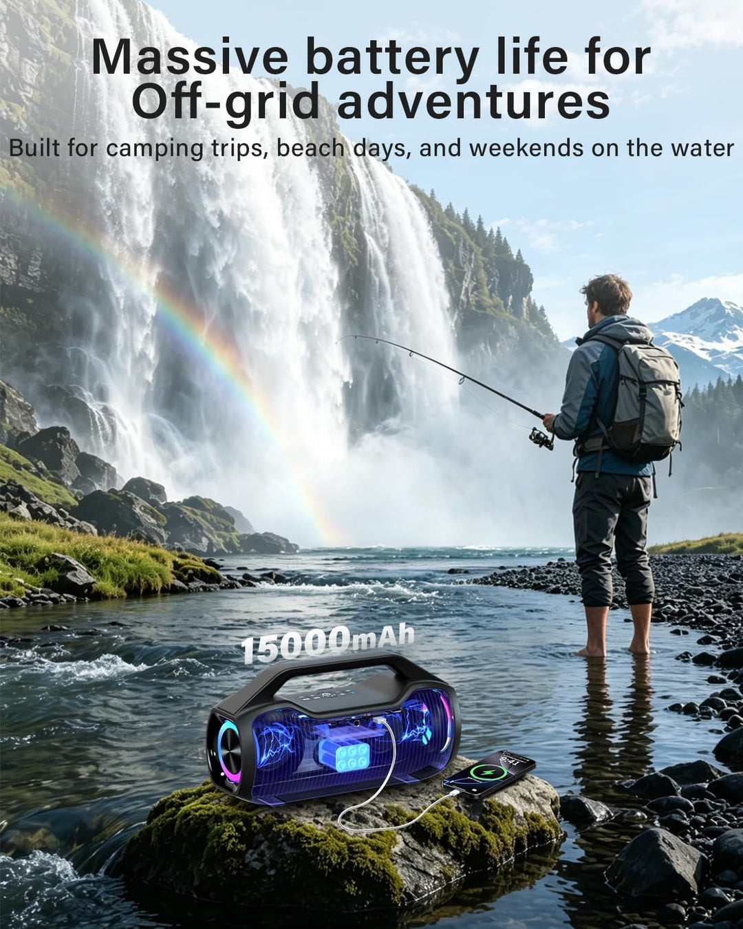 Altavoz Bluetooth portátil de graves de 120 W, potente altavoz inal...