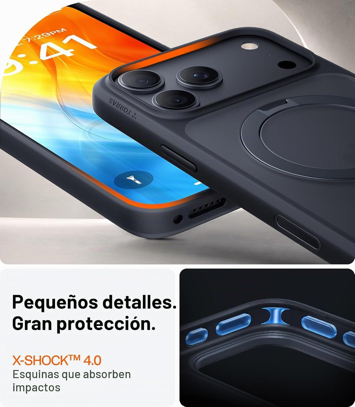 TORRAS Funda magnética para 18 Pro, protección militar contra caídas 4X
