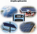Controlador de carga de panel solar MPPT de 100 A, controlador de cargador de batería solar automático de 12 V/24 V con pantalla LCD, puerto USB dual y temporizador de ajuste de horas de encendido