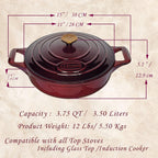 La Cuisine - Sartén de hierro fundido esmaltado, horno holandés poco profundo con perilla dorada para tapa interna esmalte negro mate, 3.75 cuartos de galón de 11 pulgadas de diámetro, apto para horno 550°F/528.8 °F, arándano