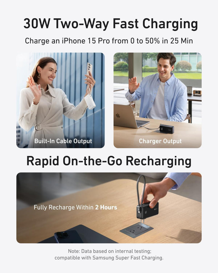 Anker Nano 3-en-1 Cargador portátil para iPhone, banco de energía d...