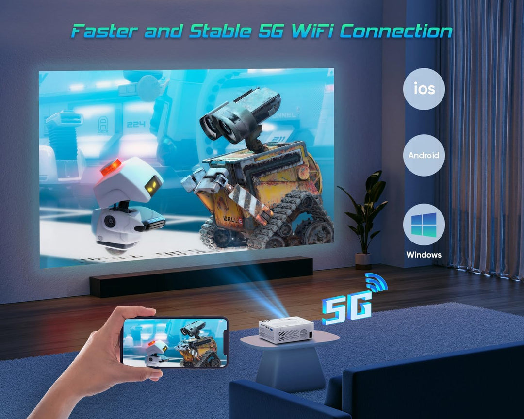 TMY - Proyector con WiFi y Bluetooth【pantalla de 80" incluida】P...
