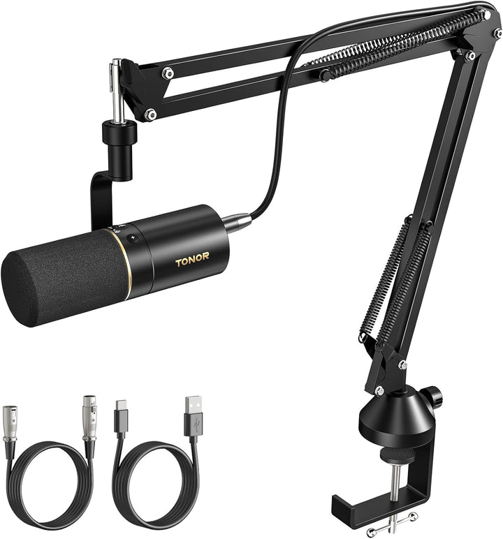 TONOR Micrófono dinámico para podcast, micrófono XLR\/USB para podc...