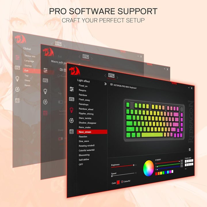 Redragon K673 PRO SE 75% 81 teclas teclado inalámbrico con junta RG...