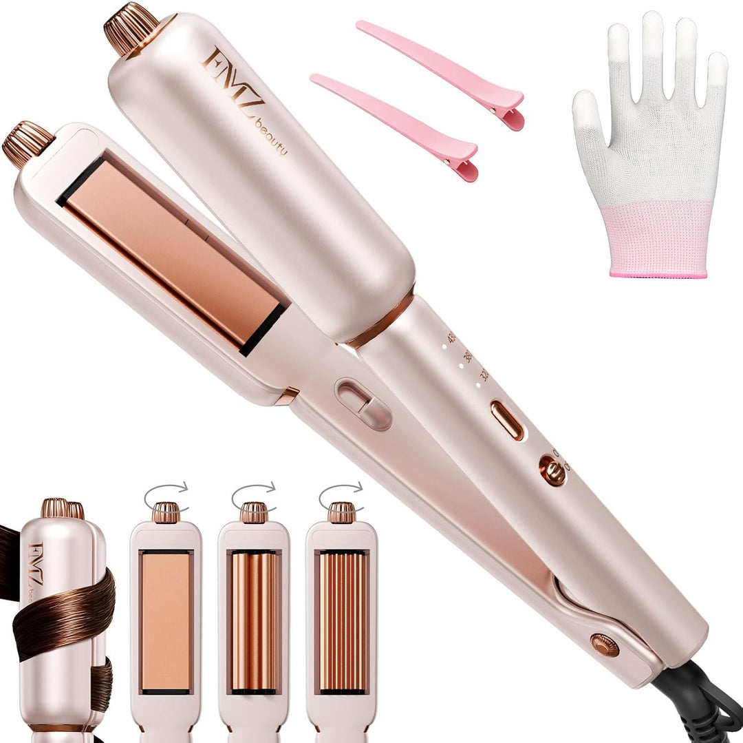 FMZ Plancha plana rosa para mujer, 4 en 1, plancha profesional ióni...