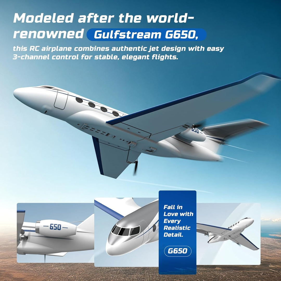 DEERC G650 Avión RC Jet Privado, Juguetes de Avión de Control Remot...