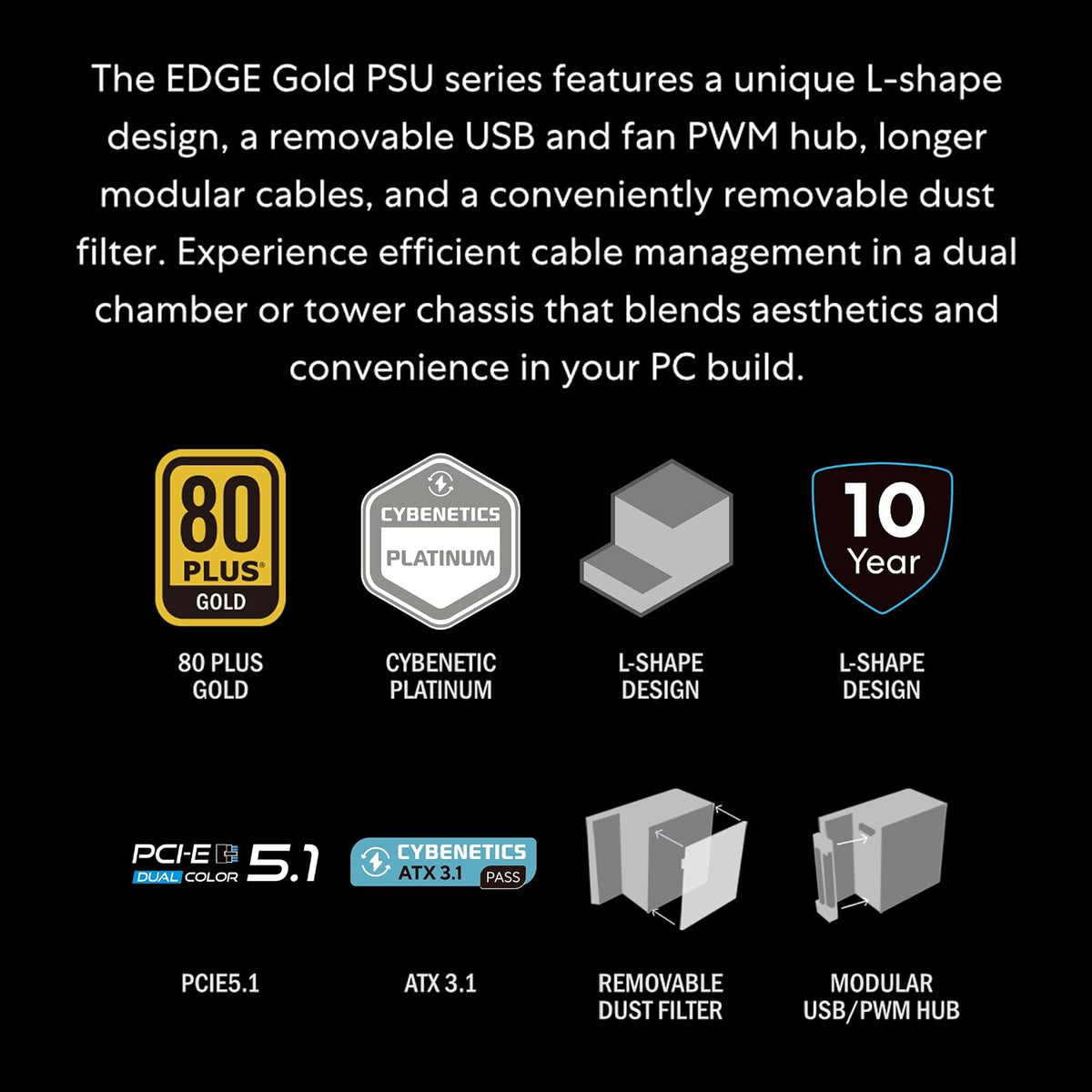 Lian Li EDGE1200W - Fuente de alimentación ATX totalmente modular d...