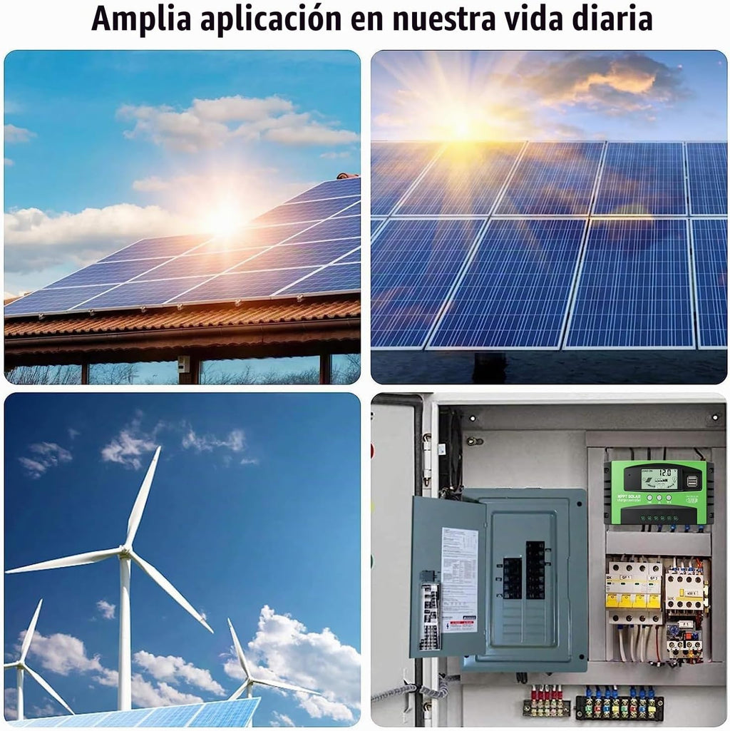 Controlador de carga de panel solar MPPT de 30 A, controlador de cargador de batería solar automático de 12 V/24 V con pantalla LCD, puerto USB dual y temporizador de ajuste de horas de encendido