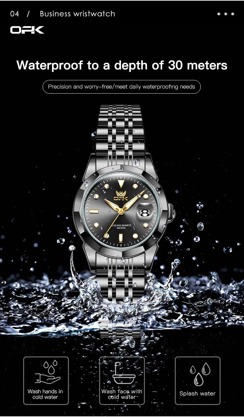 OPK Reloj de pulsera para mujer de acero inoxidable para mujer