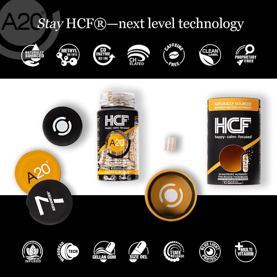 HCF A20 - Suplementos de microperlas para la salud cerebral para ad...