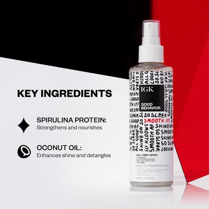 IGK GOOD BEHAVIOR - Aerosol de preparación 4 en 1 para viaje, sin e...