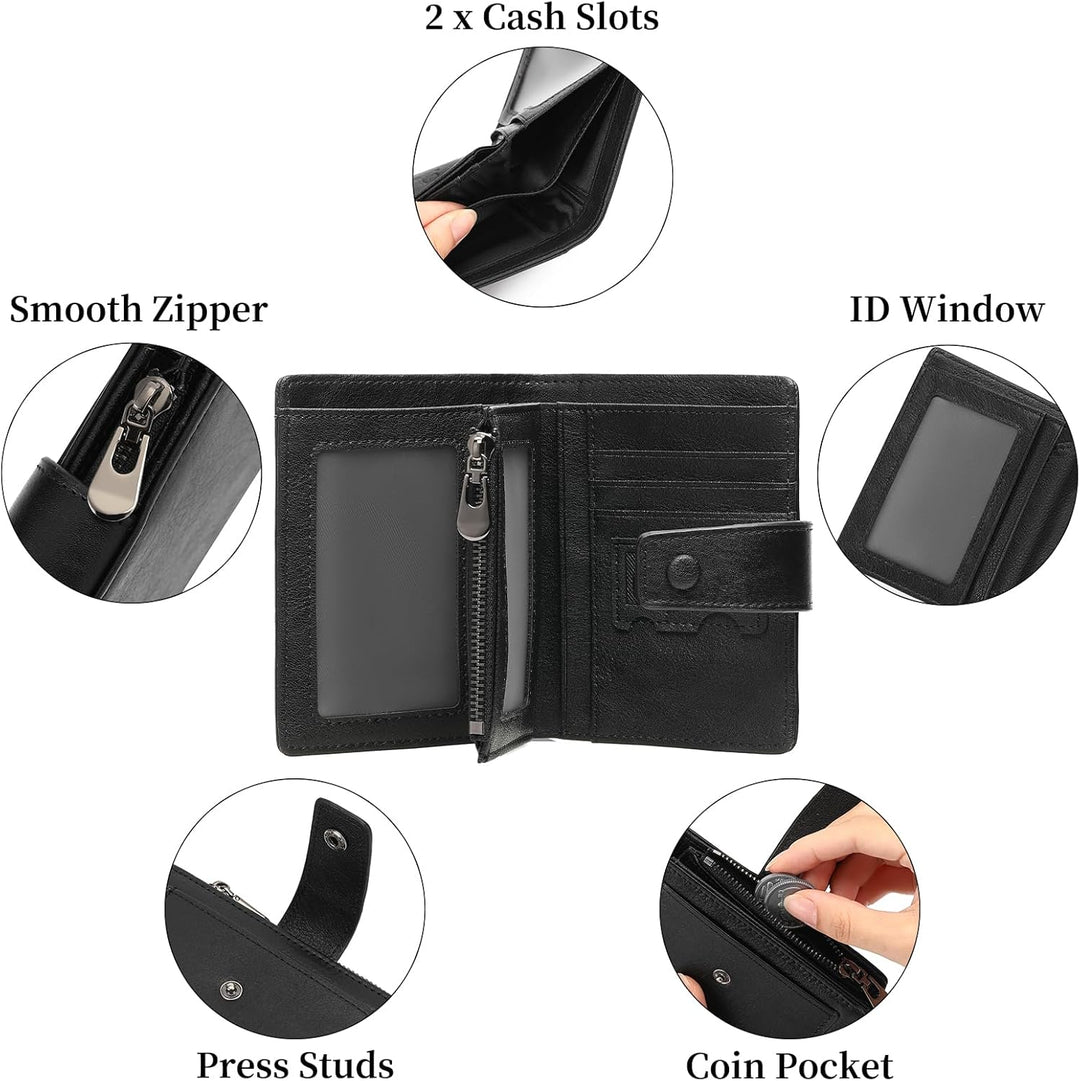 GAEKEAO Billeteras de cuero genuino para hombre con cremallera, blo...