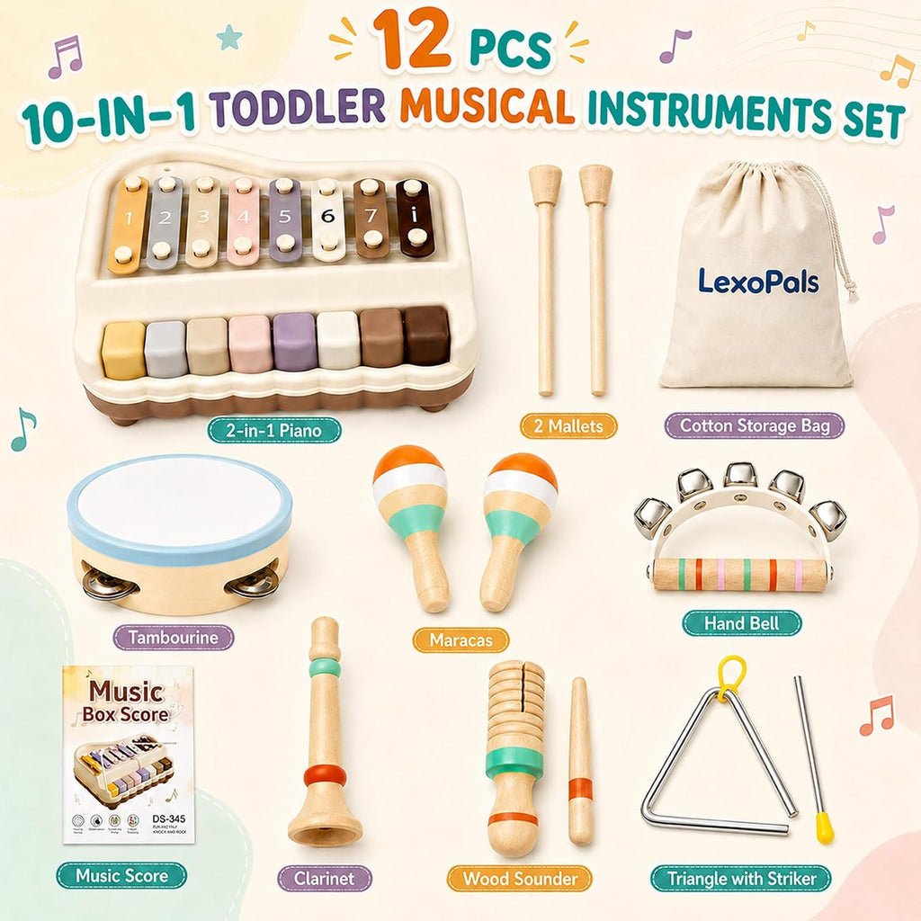 Juego de instrumentos musicales para niños, juguetes Montessori