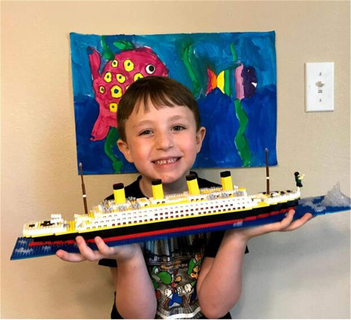 Titanic Ship - Juego de bloques de construcción modelo de barco, juegos de rompecabezas 3D, juguetes educativos de bricolaje, juguete de ladrillos, con 1860 piezas de microbloques pequeños,