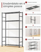 Estantería de garaje de 5 niveles, estantes de almacenamiento de metal resistente, antipunta con patas niveladoras, almacenamiento estable para cocina, despensa y organización de sala de estar