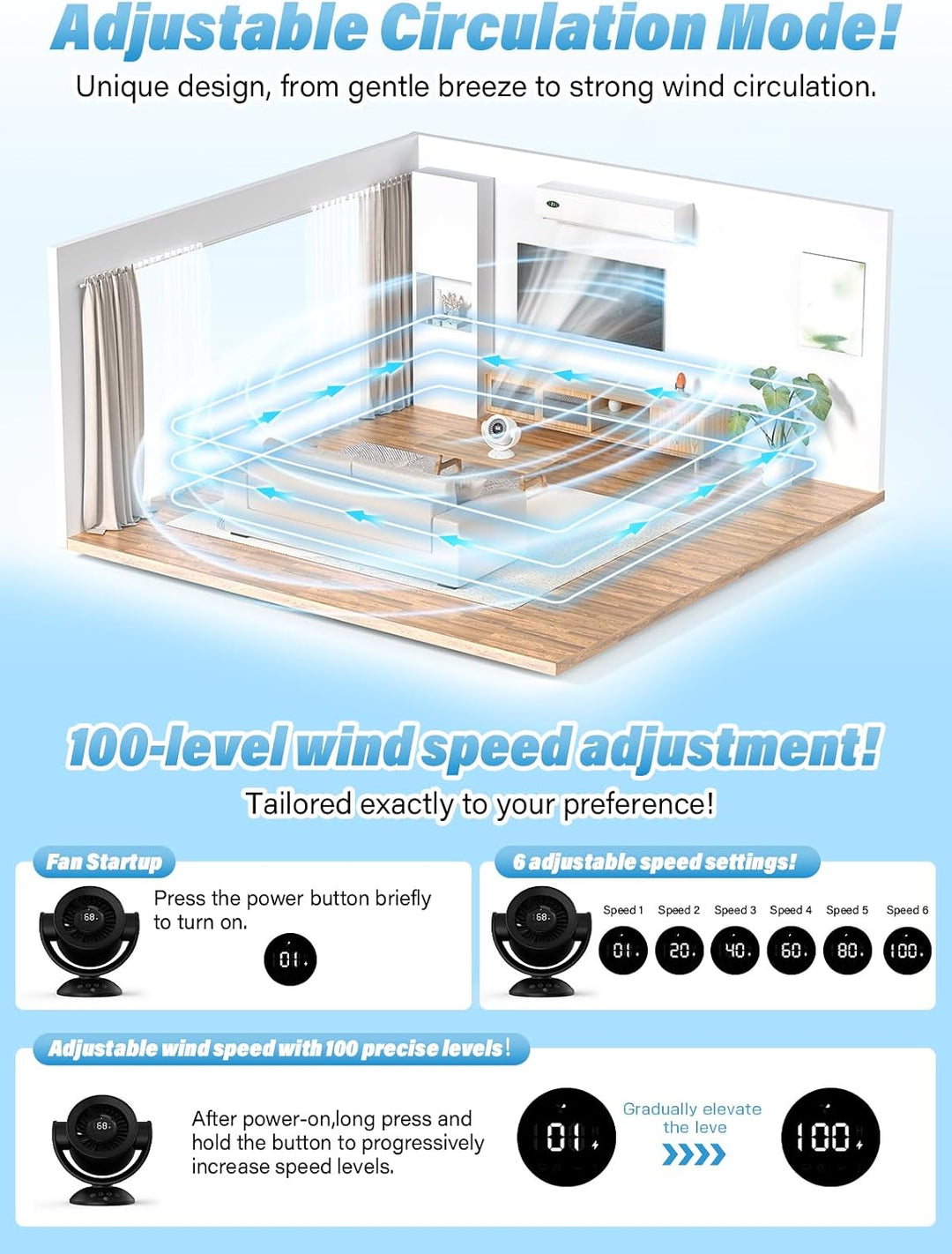 Ventilador para dormitorio, ventiladores de escritorio, ventilador...