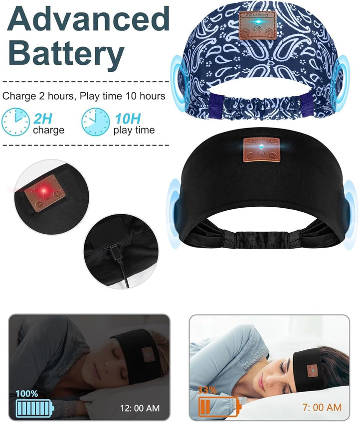 Mixiba Paquete de 2 auriculares para dormir, diadema con altavoz es...