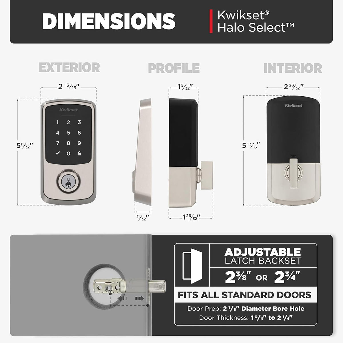 Kwikset Aura Reach Cerradura Inteligente Matter sobre Thread y Bluetooth Entrada sin Llave Cerrojo para Puerta, Certificada BHMA, Activación por Proximidad, Desbloqueo Automático por Geovalla Negro Mate