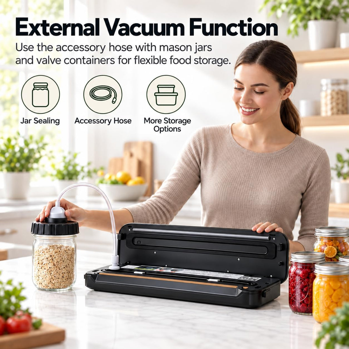 MEGAWISE - Máquina selladora al vacío, ahorrador de alimentos con modos