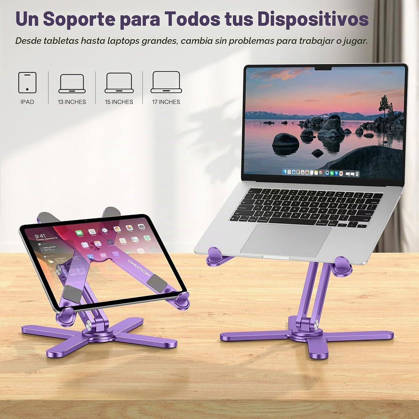 OMOTON Soporte elevador giratorio de 360° para laptop, soporte ergo...