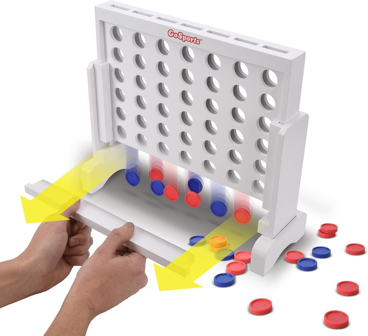GoSports madera sólido premium Juego 4 en fila con funda transportadora – 1 pies de ancho