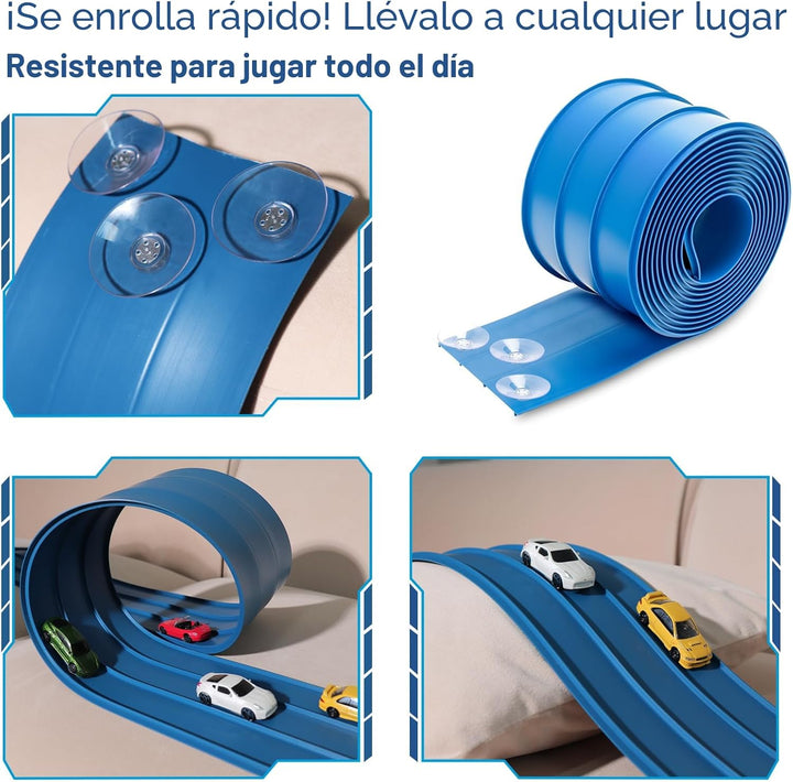 Pista de carreras flexible de 3 carriles para niños de 15 pies. Pis...
