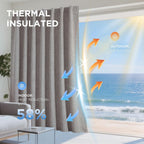 Joydeco Cortinas 100% opacas para dormitorio, cortinas de lino natural, cortinas de bloqueo de luz de lino con aislamiento térmico, bolsillo para barra y pestañas traseras, oscurecimiento de