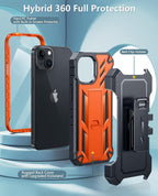 FNTCASE Funda para iPhone 15 con clip para cinturón y protector de pantalla