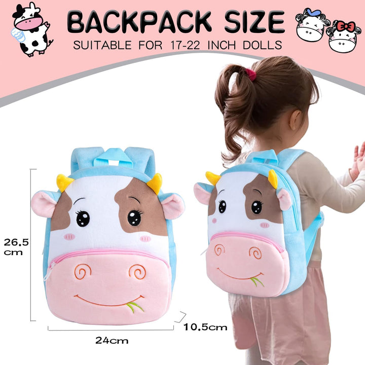 Ropa de muñeca Reborn con mochila de vaca, manta para envolver paña...