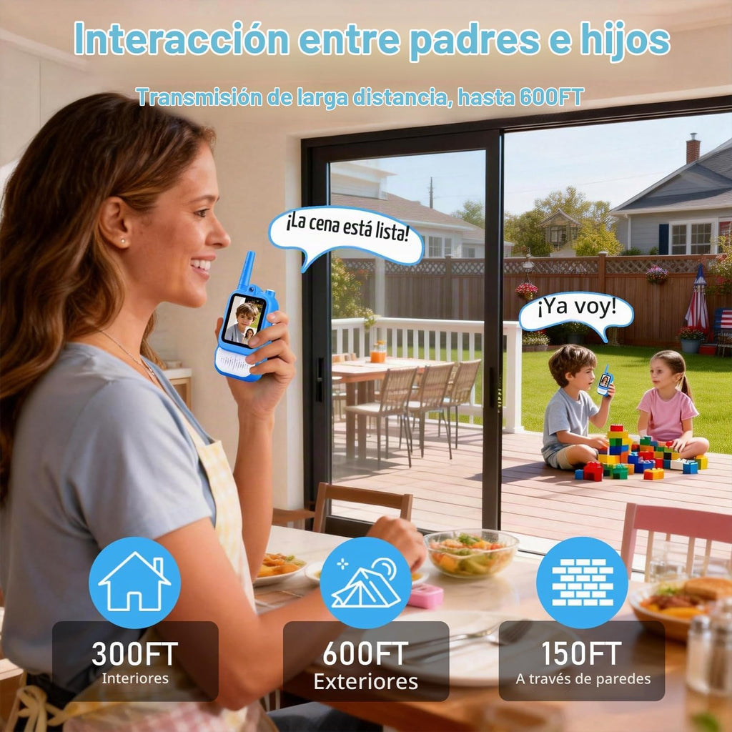 Walkie Talkies de video para niños, paquete de 2 walkie talkies recargables con pantalla a color HD, video en tiempo real, juguetes de campamento al aire libre y regalos de cumpleaños para