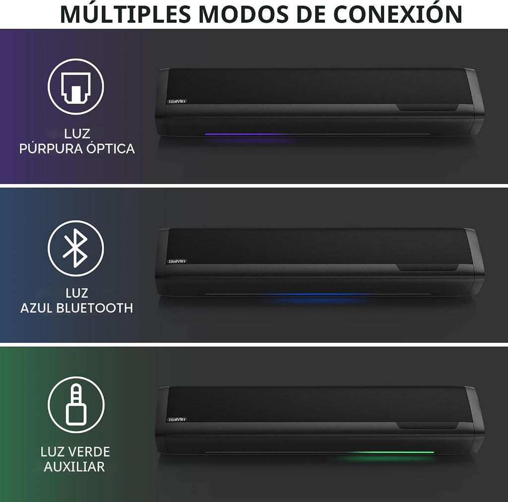 Barra de sonido Saiyin con subwoofer, sistema envolvente de cine en casa para TV PC