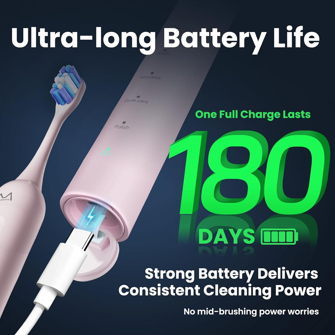 Marlincare - Cepillo de dientes eléctrico para adultos, batería de...