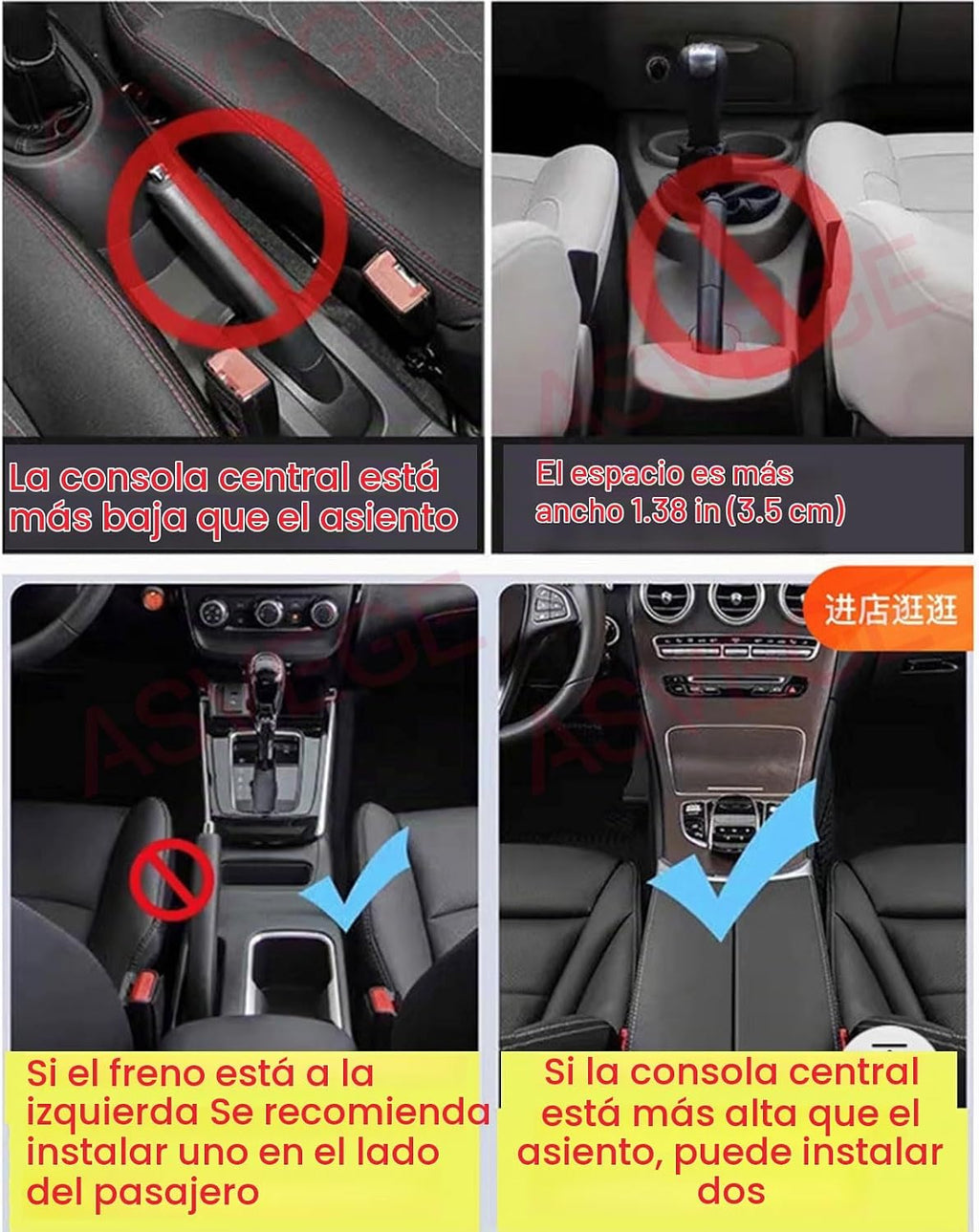 Organizador de llenado de huecos para asiento de automóvil con cargador