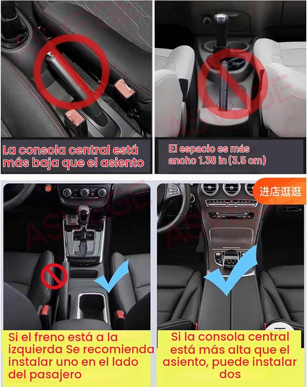 Organizador de llenado de huecos para asiento de automóvil con cargador