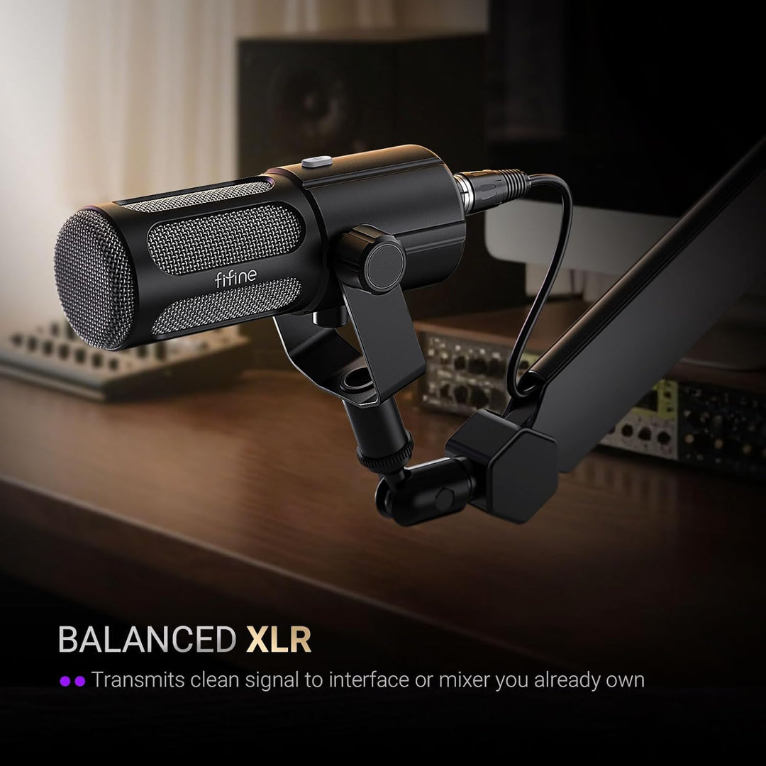 FIFINE Micrófono para podcast, micrófono dinámico vocal USB\/XLR pa...