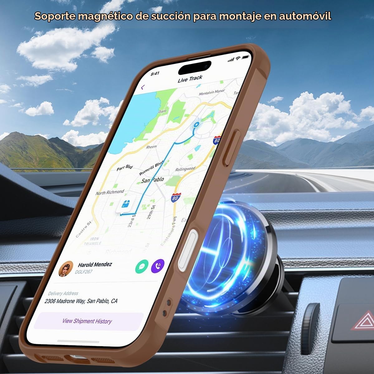 Funda compatible con iPhone 16 Pro con soporte, color marrón desierto