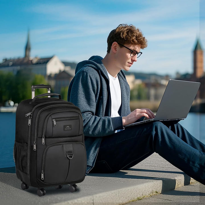 MATEIN Mochila con ruedas, bolsa grande de viaje para laptop de 18...
