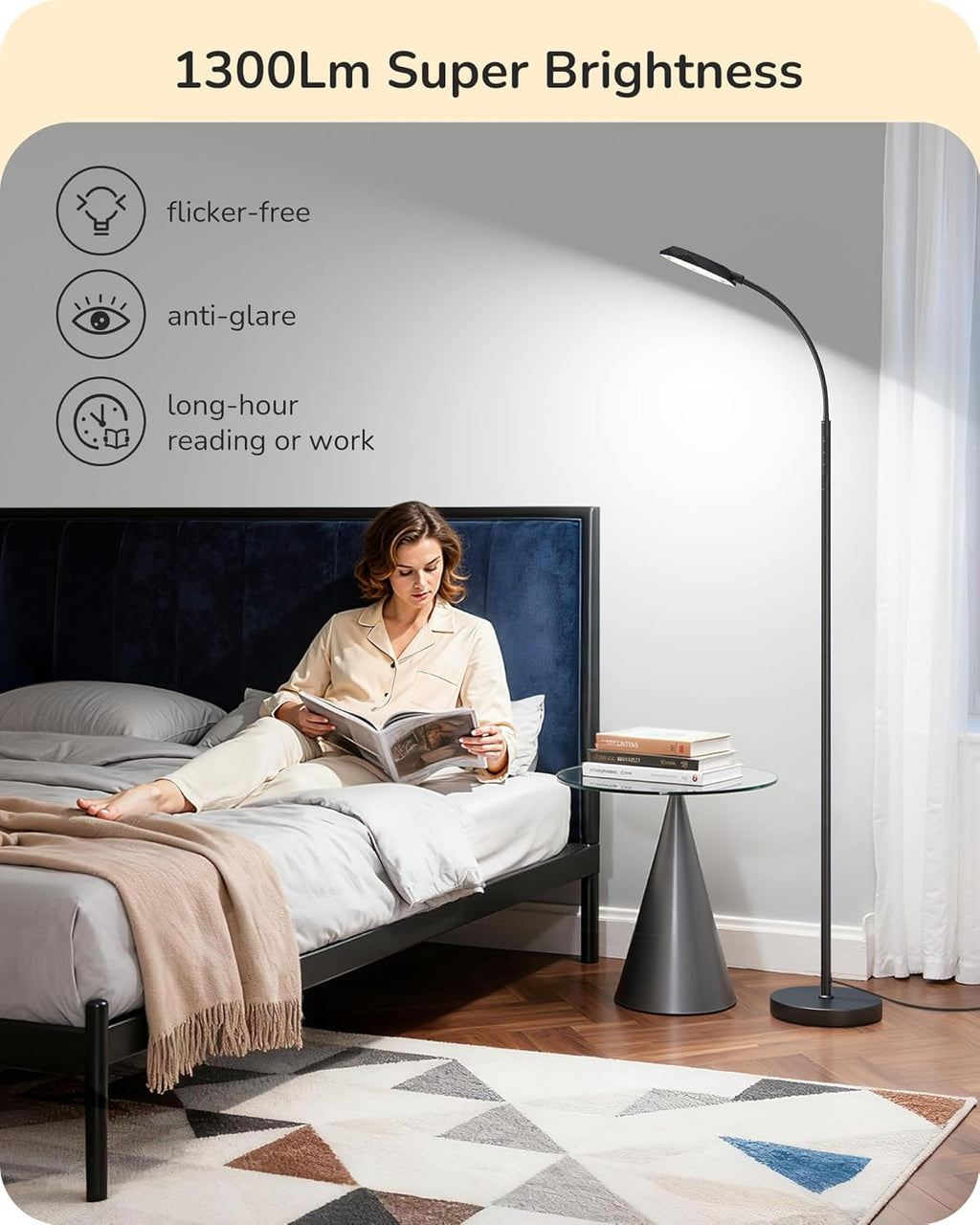 Lámpara EDISHINE Lámpara de pie LED 1300LM Super brillante lectura lámparas de pie